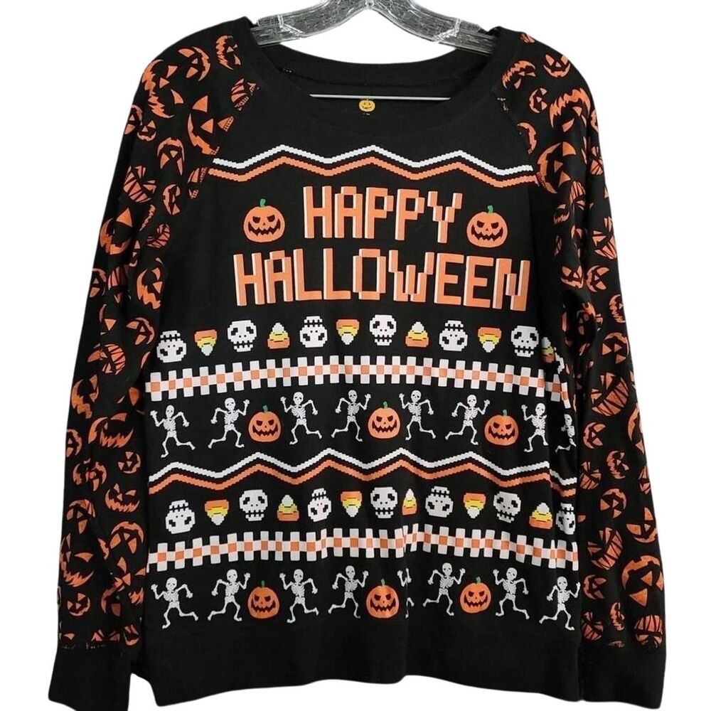 Hot Topic Women’s Large Happy Halloween Lightweight S weater/Sweatshirt Pullover